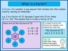 a poster with numbers on it that says what is factor?