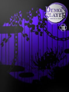 a purple and black photo with the words demon slayer on it