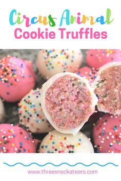 some pink and white cake truffles with sprinkles