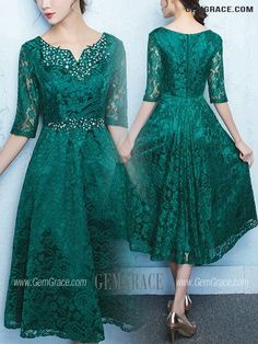 10% off now|Free shipping world-wide. Dark Green Lace Tea Length Party Dress For Weddings at GemGrace. Click to learn our pro custom-made service for wedding dress, formal dress. View #WeddingGuestDresses for more ideas. Green Lace Evening Dress For Wedding, Fitted Dark Green Wedding Dress, Fitted Dark Green Dress For Wedding, Form-fitting Dark Green Dress For Wedding, Green Lace Dress For Prom, Dark Green Dress For Wedding And Prom Season, Green Lace Dress For Prom Season, Elegant Dark Green Wedding Dress, Green Knee-length Wedding Dress