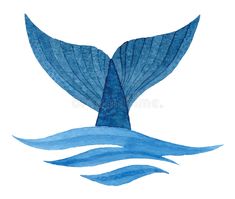 a drawing of a blue whale tail in the water