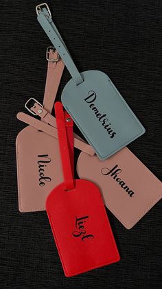 Add a touch of convenience to your travels with these lightweight and easy-to-use personalized luggage tags.  Ideal for gifting at bridal showers, birthdays, Christmas, weddings, and as a special memento for loved ones.   Product Description: Size: 4.2" long and 2.8" wide  Utilize heat press transfer to apply custom designs Ordering: Double-check your order details to ensure accuracy, as we cannot replace items with incorrect spelling due to customer error. Exchange & Returns Personalized luggage tags are not eligible for return or exchange, unless an error occurred on our end. Production and Shipping: Orders are processed next day and shipped via USPS First Class Mail, which takes 3-5 business days to deliver within the US. Need it fast? Send me a message for priority handling. Personalized Adjustable Luggage Tag For Travel, Pink Rectangular Travel Accessories Gift, Customizable Pink Luggage Tag For Travel, Personalized Rectangular Luggage Tag, Customizable Rectangular Luggage Tag For Personalized Gift, Customizable Rectangular Luggage Tag For Personal Use, Personalized Pink Luggage Tag For Gift, Personalized Pink Luggage Tag Gift, Personalized Pink Luggage Tag For Travel