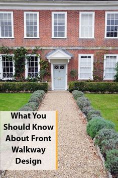 a brick building with white windows and green grass in front of it that says, what you should know about front walk way design