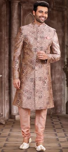 Pink and Majenta color Sherwani in Art Silk fabric with Printed work Luxury Pink Sherwani For Diwali, Luxury Pink Sherwani With Pallu, Multicolor Sherwani With Dabka Work For Wedding, Multicolor Bandhgala With Intricate Embroidery For Wedding, Multicolor Wedding Bandhgala With Intricate Embroidery, Multicolor Straight Kurta Bandhgala For Wedding, Wedding Sherwani With Intricate Embroidery In Multicolor, Multicolor Dabka Sherwani For Wedding, Wedding Multicolor Sherwani With Intricate Embroidery