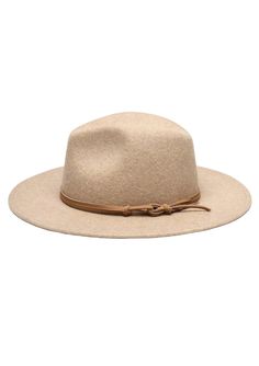 This mid-brim fedora features a genuine leather trim. The sewn brim paired with the soft felt gives the perfect amount of structure, which places it right in the middle between a floppy brim and a stiff brim designation. Goldilocks, if you will? 100% wool felt Brim Width: 3" Crown Height: 4.75" Size: O/S (57cm) with a velcro size adjuster tucked inside the inner sweatband for a customizable fit. *The lifestyle image shows the Billie hat in the color Taupe. This product listing is for the color T Beige Fedora With Flat Brim For Fall, Beige Flat Brim Fedora For Fall, Chic Wide Brim Leather Hat, Chic Leather Wide Brim Hat, Spring Leather Fedora With Flat Brim, Leather Fedora With Flat Brim For Spring, Beige Short Brim Fedora For Everyday, Beige Felt Hat With Flat Brim For Fall, Beige Panama Hat With Curved Brim For Fall