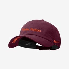 Top off your game-day look with this adjustable Virginia Tech cap. Nike Outdoor Hat With Curved Visor, Brown Sports Hat With Curved Bill, Brown Sports Trucker Hat With Curved Bill, Nike Outdoor Baseball Cap With Curved Brim, Collegiate Fitted Hat With Curved Visor For Game Day, Nike Curved Brim Baseball Cap For Outdoor, Brown Casual Snapback Hat For Sports Events, Brown Trucker Hat With Curved Bill For Sports, Brown Baseball Cap For Baseball Season