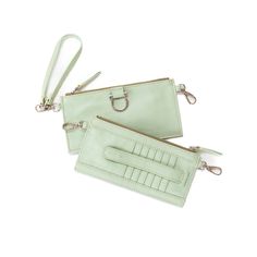 Evelyn Wristlet Wallet - Mint Oil Leather | Sapahn. Versatile Wristlet With Cell Phone Pocket For On-the-go, On-the-go Clutch Wallets With Zipper Closure, Zipper Closure Clutch Wallets For On-the-go, Chic Wristlet With Zipper Closure For Everyday Use, Trendy Clutch Wallet For Everyday Use, Trendy Everyday Clutch Wallet, Green Wallet With Cell Phone Pocket For Everyday Use, Trendy Everyday Wristlet With Cell Phone Pocket, Trendy Wallets With Interior Card Slots