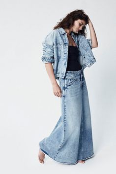 Come As You Are Denim Maxi Skirt | Free People Spring Full Length Flare Jeans With Pockets, Spring Full-length Denim Skirt With Frayed Hem, Spring Full Length Denim Skirt With Frayed Hem, Spring Medium Wash Denim Skirt With Five Pockets, Spring Full-length Relaxed Fit Denim Skirt, Spring Denim Blue Skirt With Five Pockets, Spring Full-length Relaxed Denim Skirt, Spring Full Length Relaxed Fit Denim Skirt, Dark Wash Full Length Flare Jeans For Spring