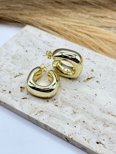 Gold plated 14 k Caja de aretes 1 Trendy Chunky Hoop Jewelry, Trendy Plated Earrings, Trendy Chunky Hoop Earrings Gift, Trendy Chunky Hoop Earrings For Gifts, Trendy Chunky Hoop Earrings, Trendy Chunky Small Hoop Earrings, Chunky Gold Metal Earrings, Trendy Metal Huggie Earrings, Trendy Gold Huggie Earrings