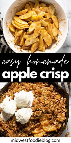 an easy homemade apple crisp recipe in a skillet