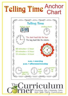 telling time worksheet with an image of a clock and the words telling time