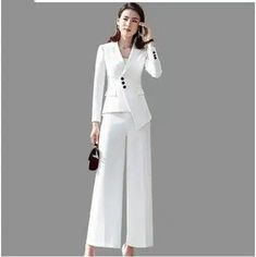 Lovemi - Fashion Temperament Ladies White Casual Small Suit Product informationTop sleeve length: long sleevePopular elements: splicing, irregularMain image source: Real shots with modelsSuitable season: Spring, Autumn, WinterFabric name: PolyesterMain fabric composition: polyester fiber (polyester)Size informationSize: S, M, L, XL, XXL, XXXL, XXXXL, 5XL Note:1. Asian sizes are 1 to 2 sizes smaller than European and American people. Choose the larger size if your size between two sizes. Please a Formal Pants For Women, Modern Business Woman, Chevron Outfit, Womens Business Attire, Evening Midi Dress, Black Skirts, Stylish Suit, Trendy Streetwear, Formal Pants