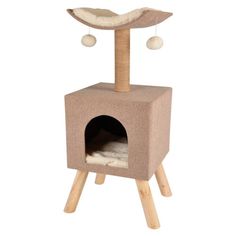 a cat tree that has been made to look like it's in the air