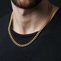 Gold-toned chains are all the rage these days, and it’s no wonder why. Simple, classic, and just a bit flashy, this men's necklace comes in a stylish 8mm width. Finished with a strong, easy-to-use lobster claw clasp. Mens Chain Designs, Mens Gold Chain Necklace, Gold Cuban Chain, Mens Chain, Felt Pouch, 18k Gold Chain, Gold Link Chain, Golden Necklace, Necklace Men