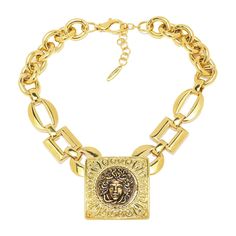 Known in Greek mythology as the most powerful of the Gorgon sisters, Medusa is represented on this Graziella necklace as a beautiful woman with venomous snakes for hair. Medusa's image has been used traditionally as a protective amulet: she represents a dangerous threat meant to deter other dangerous threats. With your choice of 23K yellow gold plating or rhodium plating, this necklace protects you in style! Complete your look with the matching earrings 208-711 and ring 208-723. Graziella Necklace, Medusa Images, Gorgon Sisters, Chloe 2024, Protective Amulet, Venomous Snakes, 2 Necklace, Mens Gold Jewelry, Necklace Clasps