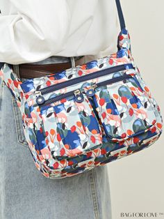 BagForLove - Chic Floral Print Crossbody Bag with Multiple Pockets Multicolor Bags With Zipper Pocket For On-the-go, Versatile Multicolor Shoulder Bag With Adjustable Strap, Versatile Multicolor Crossbody Shoulder Bag, Trendy Multicolor Shoulder Bag With Pockets, Trendy Multicolor Bags With Pockets, Multicolor Large Capacity Crossbody Bag, Multicolor On-the-go Bag With Zipper Pocket, Versatile Multicolor Bag With Removable Pouch, Versatile Multicolor Bags With Removable Pouch