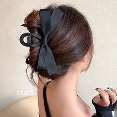 Lasaky - Elegant Large Bow Hair Clip with Back Head Bump Plate Updo Clamp Shark Clip Headpiece Black Hair Clips, Thick Curly Hair, Hair Accessories Clips, Claw Hair Clips, Ribbon Hair Bows, Ribbon Hair, Bow Hair, Hair Claws & Clips, Elegant Hairstyles