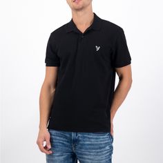 Nwt! American Eagle Black Short Sleeve Polo Shirt / Super Soft / Standard Fit Casual Black Polo Collar Top, Casual Black Polo Shirt For Streetwear, Casual Black Polo Shirt, Fitted Black Polo Shirt For Streetwear, Black Cotton Polo Collar Shirt, Black Fitted Cotton Polo Shirt, Fitted Black Cotton Polo Shirt, Basic Black Polo Collar Top, Basic Black Collared Top