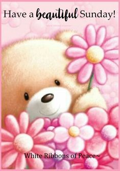 a greeting card with a teddy bear holding flowers in it's paws and the words, um beito