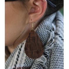 Lightweight And Stylish Our Cork Design Leather Earrings Brown Teardrop Jewelry For Everyday, Brown Teardrop Jewelry For Everyday Wear, Brown Teardrop Everyday Jewelry, Everyday Brown Teardrop Earrings, Everyday Brown Teardrop Earrings For Pierced Ears, Brown Teardrop Single Earring, Everyday Hypoallergenic Brown Earrings, Cork Design, Leather Earrings