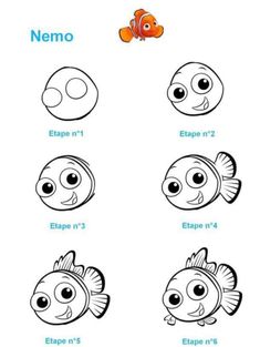 how to draw nemo from finding nemo in disney's finding the sea