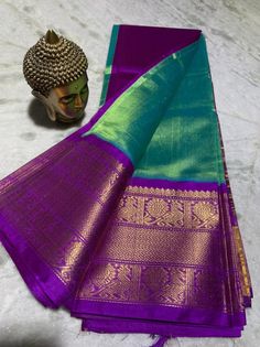 Blue Green Combination Blouse Designs, Silk Saree Color Combinations, Green Colour Silk Saree, Saree Combinations Color Combos, Saree Colors, Bridal Sarees South Indian