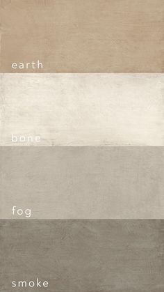 four different shades of beige, brown and white with the words earth on them in black