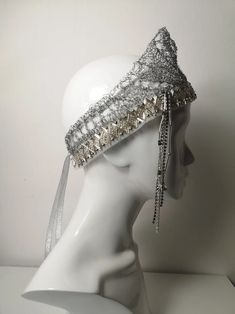 Gatsby Inspired Silver Grey Crown Headpiece With Dangles - Etsy Silver Glamorous Party Headband, Glamorous Silver Party Headband, Glamorous Silver Headband For Party, Silver Tall Crown Headpiece For Party, Party Crown Headpiece With Beads, Silver Headpiece With Structured Crown For Party, Silver Structured Crown Headpieces For Party, Glamorous Silver Headpieces For Party, Elegant Structured Crown Headpiece For Festivals