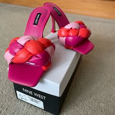 Nine West Bright Colorful Sandals, Size 7, Brand New With Box. Trendy Pink Open Toe Heels, Trendy Pink Heels With Padded Heel, Trendy Pink High Heel Sandals, Pink Casual Sandals With Open Heel, Pink Padded Heel Synthetic Heels, Pink Synthetic Heels With Padded Heel, Trendy Pink Synthetic Sandals, Casual Pink Sandals With Open Heel, Casual Pink High Heel Sandals