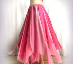 Ameynra belly dance skirt pink chiffon multicolor. elastic waist Size S New OOAK  | eBay Petal Skirt, Belly Dance Skirt, Dance Style, Pink Chiffon, Dance Skirt, Dance Fashion, Belly Dance, Dark Pink, Waist Size