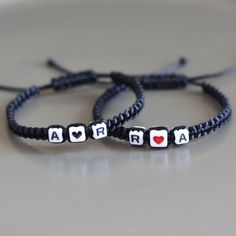 ✓ These bracelets are shipped in 2 Pieces ● How to Order ✓ Pick your 1st and 2nd bracelets colors via the dropdown menu (Please see Last photo for colors details) ✓ Please type yours custom initials and specify Heart color you want in customization section as in the example Example: #1 C (Black Heart) D #2 D (Black Heart) C ✓ If you have a special request, you can specify the features in personalization section ●About this Bracelets ✓ These Initials bracelets are all be adjustable sliding knot. These bracelets can adjustable for all size between 6 - 12 inches (15 cm - 30 cm) ✓ These bracelets has made %100 Handmade ✓ These Bracelets are made by Healty materials ✓ Bracelets are made with sturdy yarn cord and long lasting beads. But they are also very delicate, so be gentle when putting them Valentine's Day Heart Bracelet With Letter Beads For Friendship, Heart Shaped Beaded Bracelet With Letter Beads As Gift, Heart Shaped Letter Beads Jewelry For Friendship, Heart-shaped Letter Beads Bracelet Gift, Friendship Bracelets With Letter Beads For Valentine's Day, Heart Beads Name Bracelet For Valentine's Day, Heart Beads Friendship Bracelet For Valentine's Day, Heart-shaped Letter Beads Friendship Bracelets As Gift, Personalized Black Heart Bracelet Adjustable