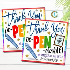 Pen Gift Tags, Thanks for Being so DePENable, Nurse, Neighbor, Coworker, Office, Teacher, Volunteer, Employee, Printable EDITABLE Template Co Worker Appreciation Ideas, Coworker Appreciation Gifts, Appreciation Template, Appreciation Gifts Diy, Morale Boosters, Staff Morale, Marketing Gift, Appreciation Ideas, Volunteer Appreciation