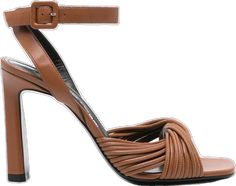 Luxury Brown Ankle Strap Sandals, Brown Ankle-high Sandals With Stacked Heel, Orange Open-toe Sandals With Sculpted Heel, Sergio Rossi Heels, Sergio Rossi Shoes, Sandals Brown, Brown Sandals, Sergio Rossi, Open Toe