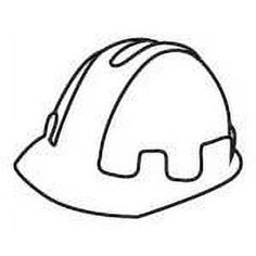 a white hard hat with a visor on the front and side, in outline