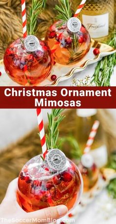 christmas ornament mimosas are so easy to make