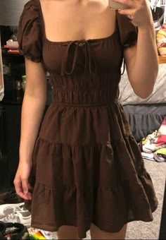 Babydoll Dress Aesthetic, Slytherin Clothes, Brown Cottage, Modest Girly Outfits, Cottage Core Dress, Spring Outfits Dresses, Bold Dresses, Slow Fashion Brands, Dress Aesthetic