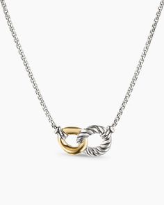 David Yurman | Belmont® Curb Link Necklace in Sterling Silver with 18K Yellow Gold Equestrian Tack, Sculptural Necklace, David Yurman Necklace, Chain Strap Bag, Floral Shoes, Curb Chain, High Jewelry, David Yurman, Link Necklace