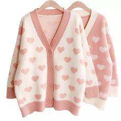 Look what I found on AliExpress Jacket Trend, Ulzzang Korea, Heart Cardigan, The Cardigans, Girls Heart, Pink Knit Sweater, K Fashion, Knitting Women Cardigan, Cute Cardigans