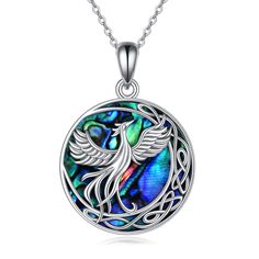 PRICES MAY VARY. 💖💖 Design:Celtic Moon Phoenix Necklace--Phoenix is a mythical creature and have powerful power and magical abilities.This Nirvana of Phoenix pendant symbolizes rebirth,beyond and eternity. Celtic knot is the symbol of good luck.Wearing this necklace to give you the strength to face life and future and bring you good luck. 💖💖 Material :100% 925 sterling silver plus with Colorful abalone shell,Mysterious,elegant,classic and charming.Lead-Free & Nickel-Free, Hypoallergenic and Phoenix Jewelry, Mjolnir Pendant, Celtic Knot Necklace, Phoenix Necklace, Dragon Phoenix, Amethyst Crystal Necklace, Phoenix Pendant, Dainty Initial Necklace, Dragon Necklace