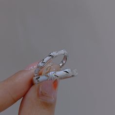 Color: PR002625 Size: Adjustable Fashion Element: Bamboo Joint Style: Affordable luxury style Minimalist White Metal Rings, Minimalist White Metal Ring, Minimalist White Open Couple Rings, White Open Ring Couple Rings, White Metal Promise Ring, Trendy White Rings For Anniversary, Trendy White Open Ring, White Minimalist Midi Rings, Trendy White Wedding Ring