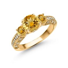 two stone ring with yellow sapphires and diamonds