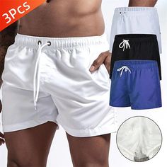 Men's Swim Shorts Swim Trunks Quick Dry Board Shorts Bathing Suit Breathable Drawstring With Pockets - Swimming Surfing Beach Water Sports Solid Colored Spring Summer 2024 - $10.99