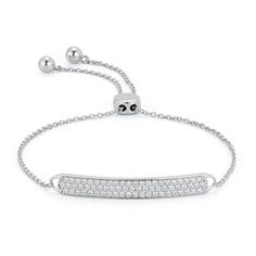 Sofer Jewelry - Pave Diamond Bar Bolo Bracelet in 14K White Gold Luxury Pave Setting Chain Bracelet For Anniversary, Luxury Chain Bracelet With Pave Setting For Anniversary, Luxury Adjustable Bracelet With Pave Setting, Luxury Adjustable Bracelets With Pave Setting, Timeless Pave Setting Bracelet Gift, Sterling Silver Diamond Bracelet With Pave Setting For Anniversary, Timeless Tennis Bracelet With Pave Setting, Classic White Gold Bracelet With Pave Setting, Timeless Diamond Bracelet With Pave Setting For Anniversary