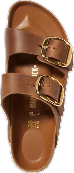 Classic Sandals With Buckle Closure And Round Toe, Brown Open Toe Sandals With Gold Buckle, Classic Sandals With Brass Buckle For Summer, Casual Leather Sandals With Gold Buckle, Leather Sandals With Gold Buckle, Leather Sandals With Gold Buckle And Round Toe, Leather Open Toe Slides With Gold Buckle, Leather Open Toe Slides With Brass Buckle, Classic Gold Sandals With Buckle Closure