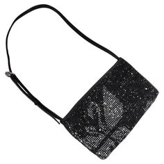 Do not miss out on this rare Swarovski embellished handbag! Classic black mini shoulder bag is covered in Swarovski rhinestones and features an adjustable buckle strap which allows for versatility with wear. The focal point of the handbag is the gorgeous silver swan motif embellished at the center it really takes this handbag up a notch and adds a classic and glamorous Swarovski touch. This is such a show-stopping handbag that is sure to be catching eyes from across the room wherever you wear th Shoulder Evening Bag With Adjustable Strap, Embellished Black Evening Shoulder Bag, Black Rhinestone Shoulder Bag For Events, Evening Rhinestone Crossbody Shoulder Bag, Evening Shoulder Bag With Rhinestones Crossbody, Luxury Black Rhinestone Shoulder Bag, Embellished Evening Shoulder Bag, Embellished Evening Pouch Shoulder Bag, Evening Clutch Bag With Adjustable Strap