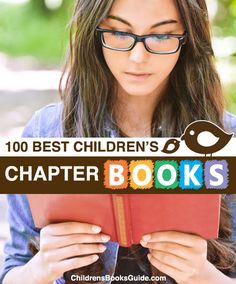 a girl reading a book with the title, 100 best children's books