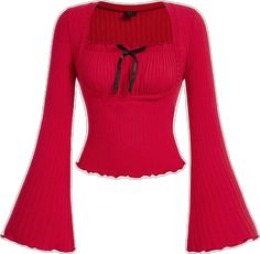 Fitted Long Sleeve Knit Top For Summer, Fitted Knit Top With Long Sleeves For Summer, Red Long Sleeve Knit Top For Spring, Red Stretch Summer Tops, Fitted Ribbed Top For Summer, Summer Long Sleeve Stretch Knit Top, Stretch Long Sleeve Knit Top For Summer, Summer Stretch Long Sleeve Knit Top, Fitted Red Knit Top For Spring