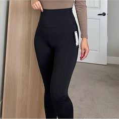 Athletic Leggings. Black Comfy Versatile High Rise Compression Pants, High Rise Black Elastane Tights, High Rise Black Athleisure Bottoms, Black High Rise Athleisure Bottoms, Versatile High Waist Black Tights, Versatile Tight Black Pants, Versatile High-waist Black Tights, High Rise High Stretch Black Bottoms, Versatile Tight Black Bottoms