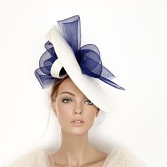 Navy blue fascinator, cream and blue races hat, Royal Ascot hats, wedding hat, luncheon hat, kentucky derby hat, occasion hat, hats Navy blue and off white fascinator with loops and bows. A very flatering hat perfect for Bridal, Royal Ascot, Melbourne Cup, Kentucky Derby, weddings, high tea party, luncheon... or any special occasion. * Follow this link for more beautiful choices from 'Sophie Young Hats' https://www.etsy.com/shop/sophieyounghats White Derby Hat, Derby Hats Diy Ideas, Derby Dresses, Kate Middleton Stil, Kentucky Derby Outfit, Style Kate Middleton, Navy Blue Fascinator, Race Day Hats, Mosquito Plants