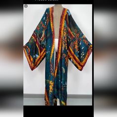 Trendy High Fashion Maxi Kimonos By L.A.Charms Vibrant Multi Colored With Wide Long Sleeves Stitch Cocktail, Plus Size White Outfit, White Outfits For Women, Batwing Cardigan, Duster Kimono, Floral Duster, Magic Dress, Floral Print Kimono, Boho Cardigan